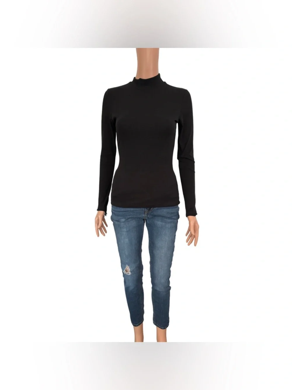 NWT MANGOPOP Mock Turtle Neck Slim Fit Long Sleeve size S - Picture 5 of 7